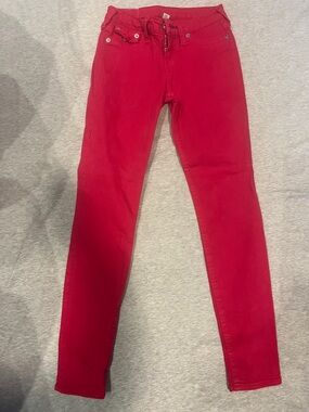 Hot pink true religion skinny jeans